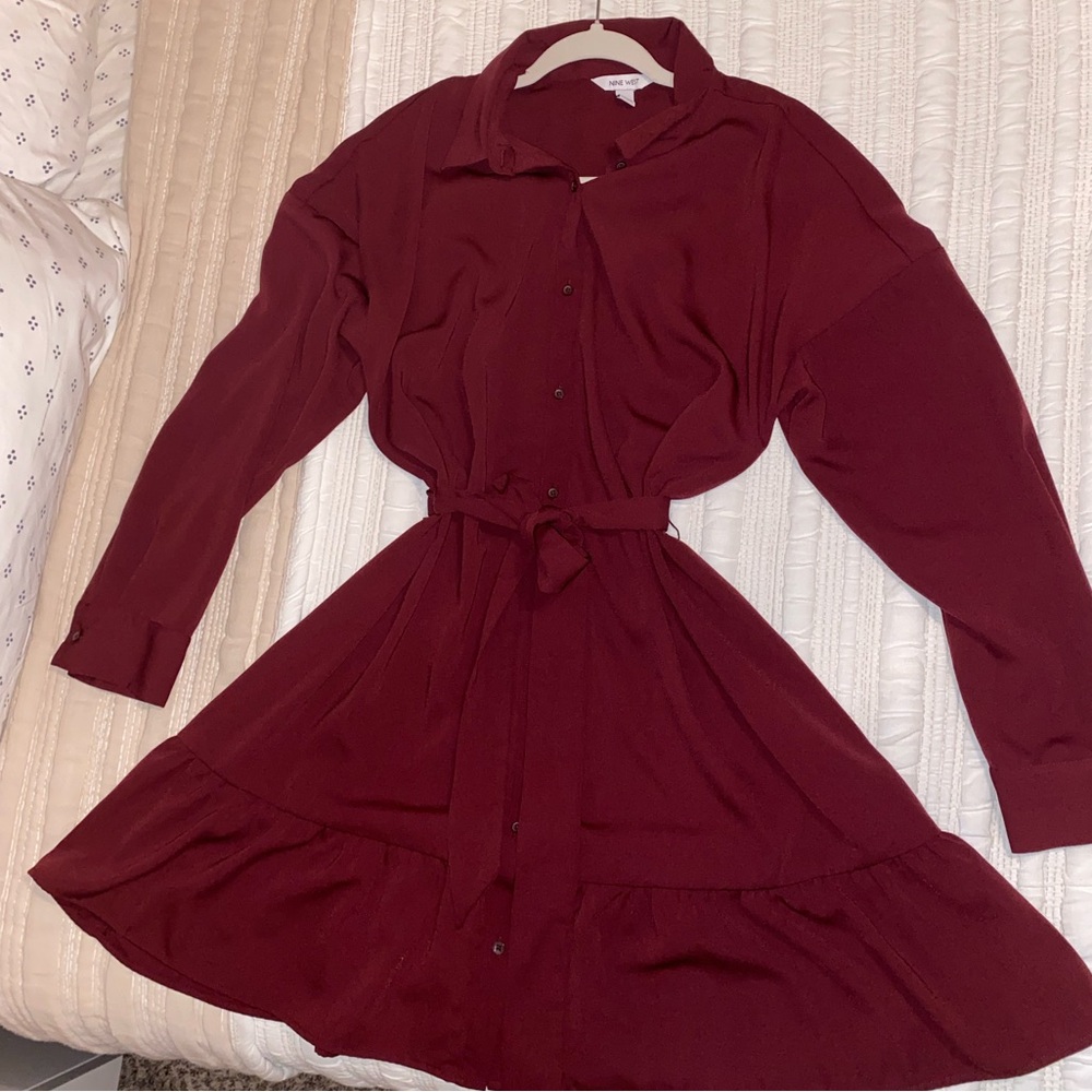 Nine West Burgundy Wrap Dress